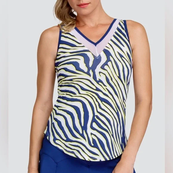 TAIL Women’s athletic Maya Tank - Lemon Zebra - Picture 1 of 3